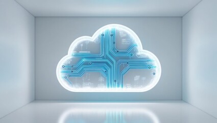 Poster - A Captivating Cloud Forming an Intricate Circuit Pattern Symbolizing the Fusion of Nature and Technology in a Dreamlike Atmospheric Setting