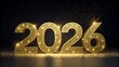 © creative - Glittering Gold 2026 Celebration Symbolises New Year on a Transparent Background
