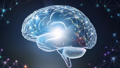 Poster - intricate neural network mapping within the human brain showcasing complex connections and pathways 