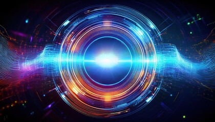 Poster - Captivating Abstract Technology Background Featuring Vibrant Blue and Red Light Creating a Dynamic and Futuristic Atmosphere for Digital Art