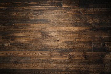 Wall Mural - Brown wood planks show natural grain and knots.