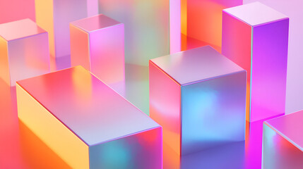 Fototapete - iridescent blocks: abstract composition
