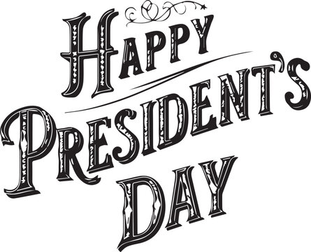 happy presidents day lettering banner poster template vector concept on white background