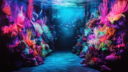 Sticker - Vibrant Underwater Coral Reef Scene