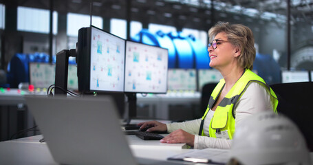 Poster - Woman Working In Power Plant Electricity