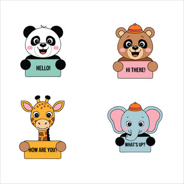 Vector Drawing Of Animal Greetings