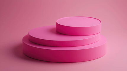 Poster - Simple 3D Rendered Platform for Product Display on a Soft Pink Background