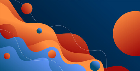 Wall Mural - abstract colorful blue orange wave shape dynamic shadow background.