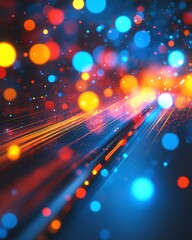 Aufkleber - A smartphone with glowing light trails and colorful bokeh effects