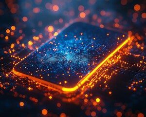 Aufkleber - Smartphone glowing with vibrant blue and orange light
