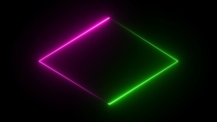 Wall Mural - neon glowing rectangular empty frame illustration. abstract glowing neon rectangle border frame on b
