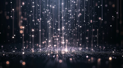 Wall Mural - Celestial Dust: Shimmering, ethereal light trails cascade downwards, creating a mesmerizing spectacle of sparkling particles and glowing energy.