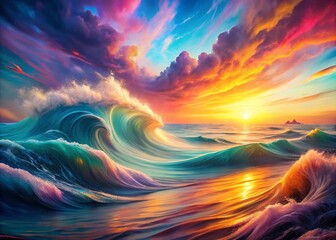 Poster - Dreamy Pastel Fluid Art: Abstract Swirls of Vivid Color & Motion