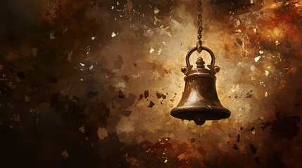 Wall Mural - Ancient Hanging Bell: A Study in Bronze and Shadow