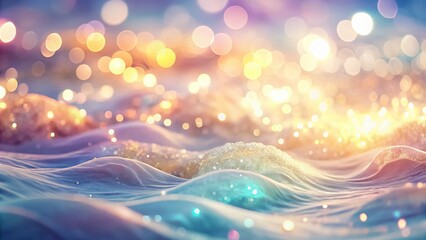 Fototapete - Dreamy Pastel Wave Light Bokeh Background - Abstract Glowing Soft Colors