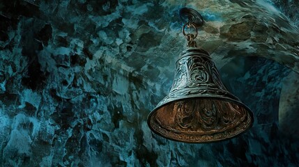 Wall Mural - Ancient Ornate Bell: A Dark, Moody Close-Up