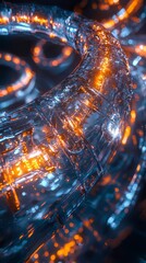 Poster - abstract glowing sphere: a mesmerizing, futuristic 3d rendering of a luminous sphere, comprised of i