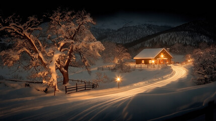 Wall Mural - Snowy landscape.