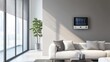 © Andrew - Smart Home Interior: A contemporary living room showcases an integrated smart home system, offering seamless control over lighting, climate, and security, with minimalist design elements.