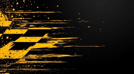 Aufkleber - Abstract design with yellow and black stripes, motion blur effect, splatters.