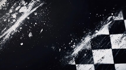 Poster - Abstract checkered flag with white paint splatter.