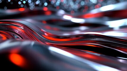 Wall Mural - red black light trail gentle floating with bokeh light on dark background, innovation futuristic tec