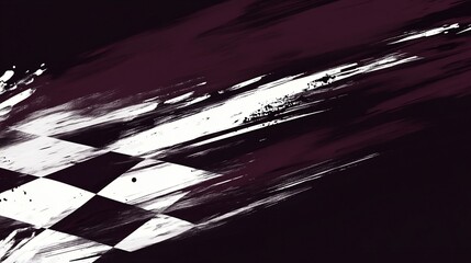 Leinwandbilder - Abstract checkered flag design with dynamic brushstrokes.