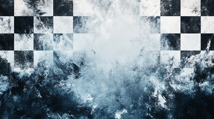 Poster - Abstract checkered flag with textured background.