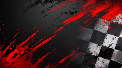 Poster - Checkered flag with red splatters.