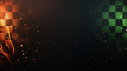 Poster - Abstract checkered flag with fire and sparks.