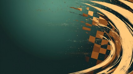 Poster - Abstract race track background with grunge textures and checkered flag.