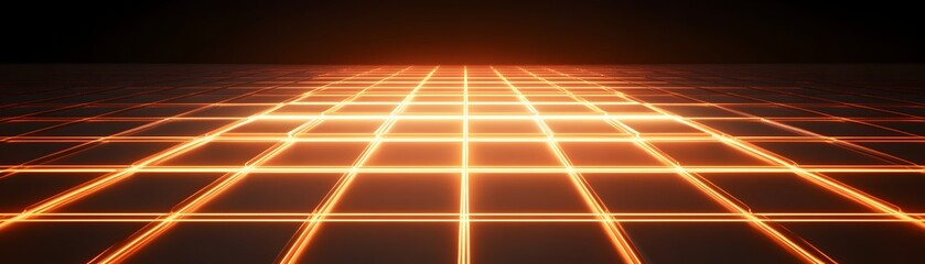 Poster - futuristic grid lines glowing in vibrant orange on a dark background.