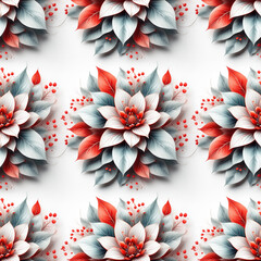 Wall Mural - Red and white floral pattern on a soft background