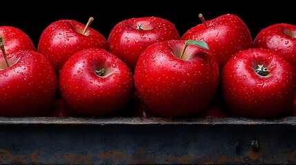 Sticker - A bunch of red apples sitting on top of a metal tray