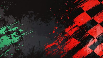 Poster - Abstract checkered flag design with grunge texture. (15)