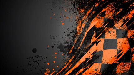 Poster - Abstract checkered flag design with grunge effect. (2)