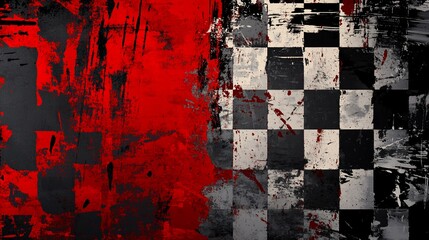 Poster - Abstract checkered flag with grunge texture. (9)