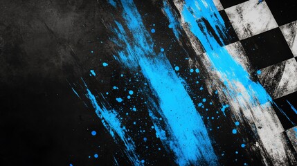 Aufkleber - Abstract racing flag background with textured paint splatters.
