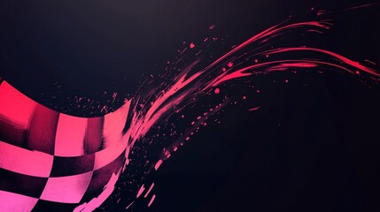 Poster - Abstract checkered racing flag with dynamic splashes.