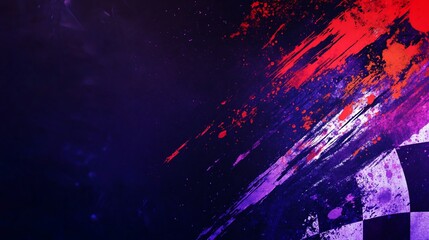 Poster - Abstract racing flag background with vibrant colors and paint splatters.