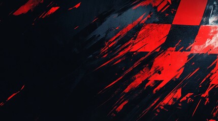 Poster - Abstract red and black graphic design, dynamic streaks.