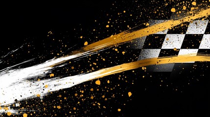 Aufkleber - Abstract checkered flag design with paint splatter. (2)