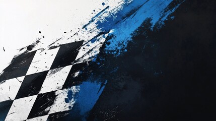 Fototapete - Abstract checkered flag design with splatter effect.