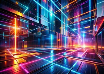 Aufkleber - Abstract Glowing Lines Futuristic Technology Interface Background