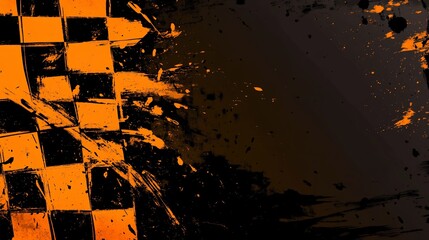 Poster - Abstract checkered flag with grunge texture. (16)