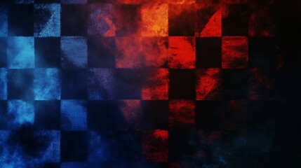 Poster - Checkered flag with smoke and fire effects, dramatic lighting.