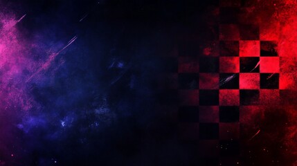 Poster - Abstract checkered flag background with grunge texture and vibrant colors.