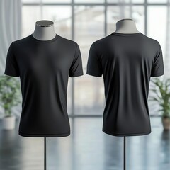 Black T-Shirt Mockup - Front and Back View