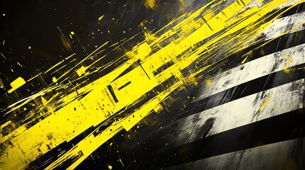 Poster - Abstract art design with yellow and black streaks.