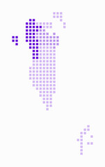 Wall Mural - Bahrain dotted map. Digital style map of the country on white background. Bahrain shape with square dots. Colored dots style. Large size squares. Creative vector illustration.